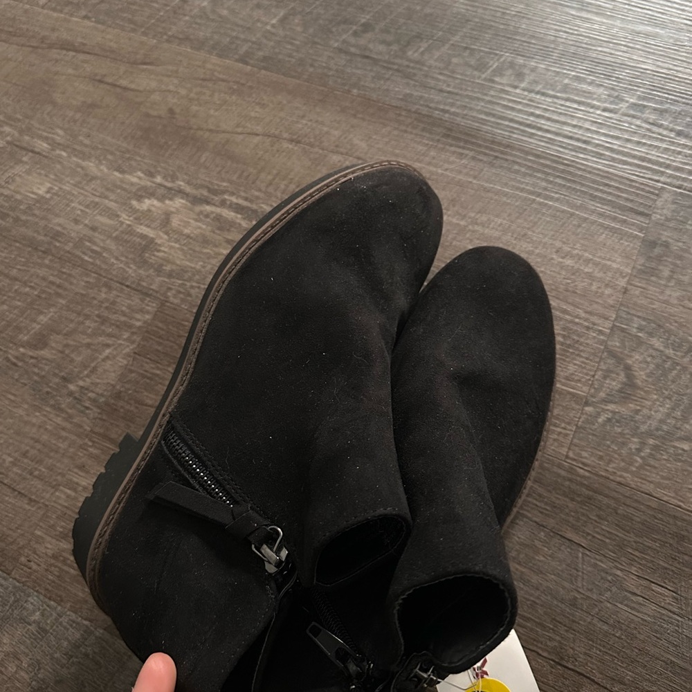 Black Suede Ankle Boots with Zipper